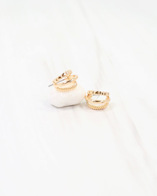 Keene Three Line Hoop Earring WR Gold