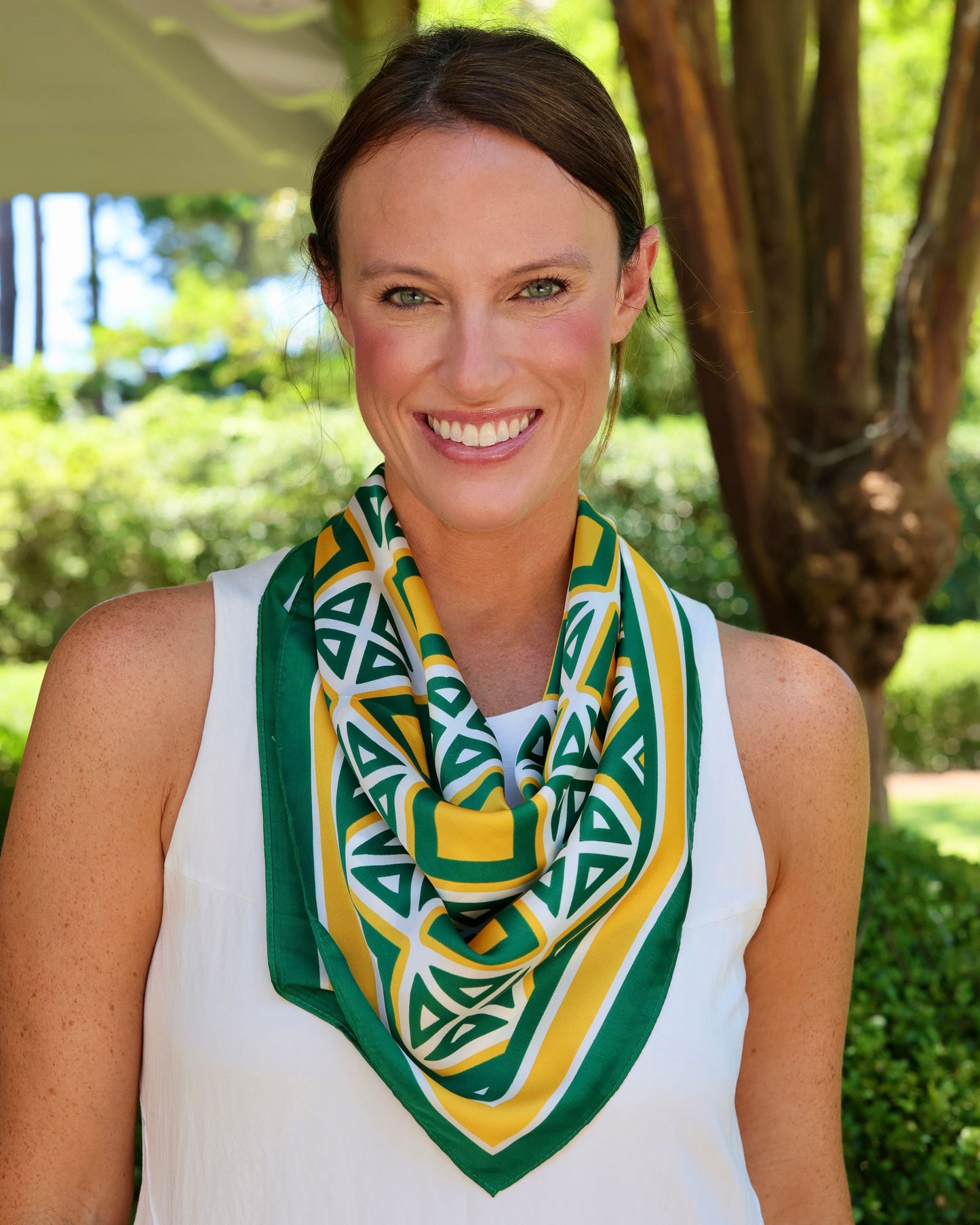 Barrett Tile Scarf Medium Green Gold