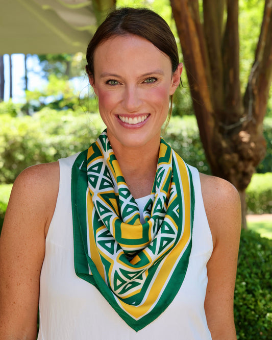Barrett Tile Scarf Medium Green Gold