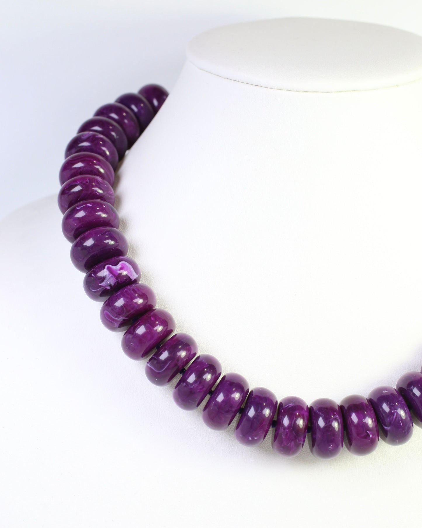 Pipestone Marble Beaded Necklace Purple
