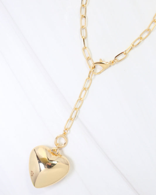 Newburgh Puffy Heart Link Necklace Gold