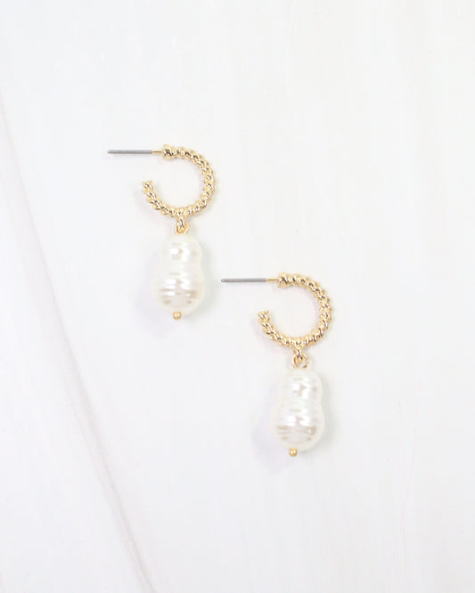 El Reno Baroque Pearl Hoop Earring Gold