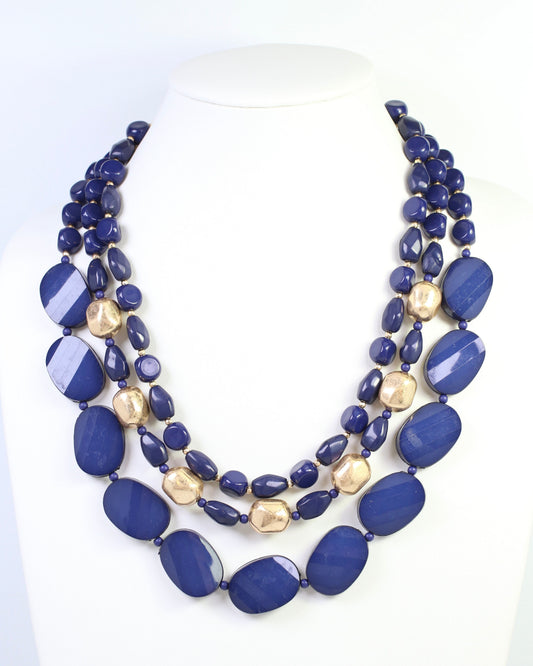 Adair Court Beaded Necklace Navy