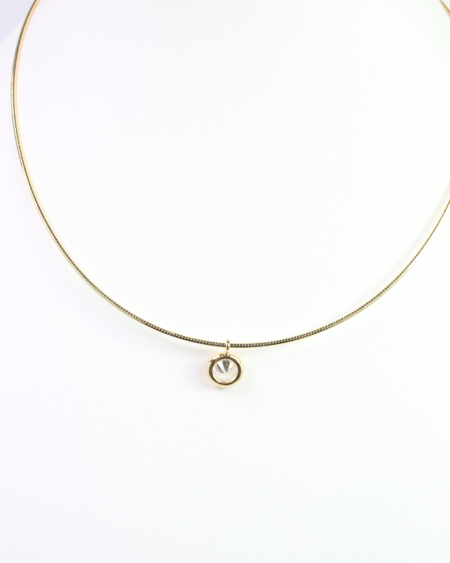 Eunice Round CZ Chain Necklace WR Gold