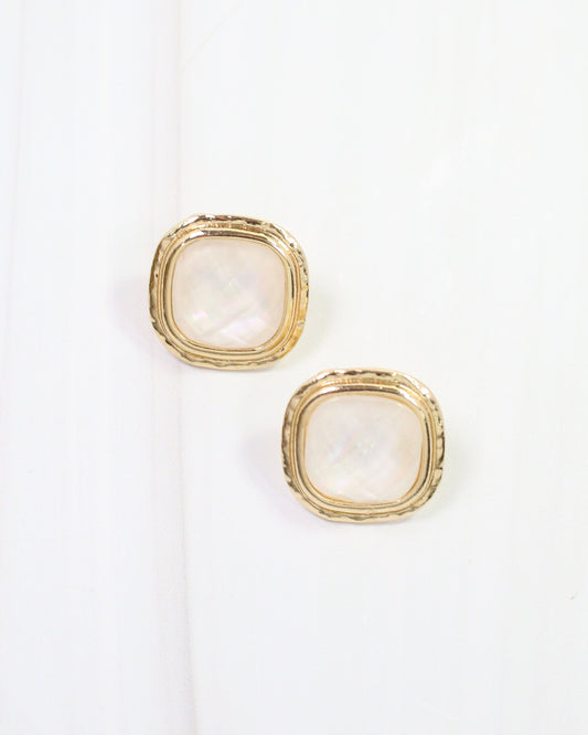 Siera Faceted Square Stud Earring Gold