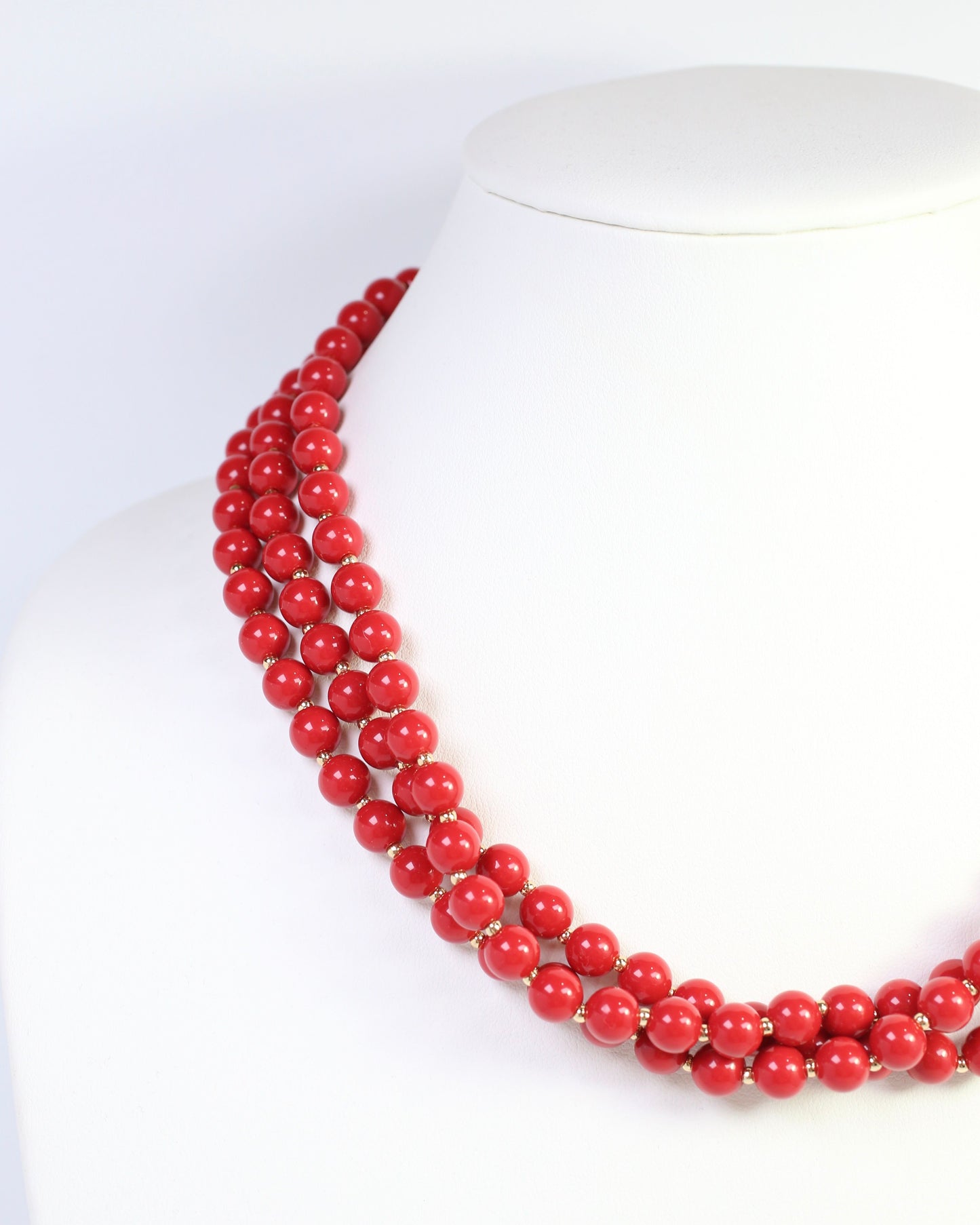 Brinley Beaded Layered Necklace Red