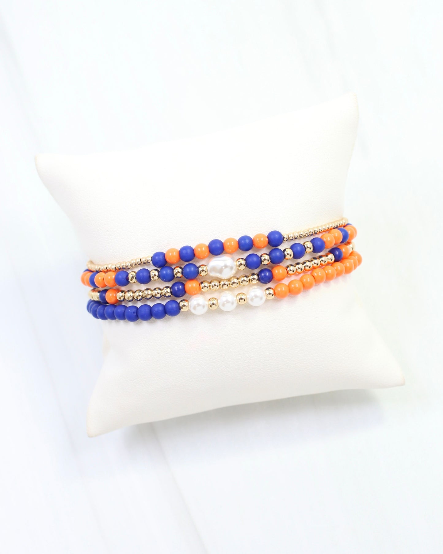 Josie Beaded Bracelet Set Navy Orange