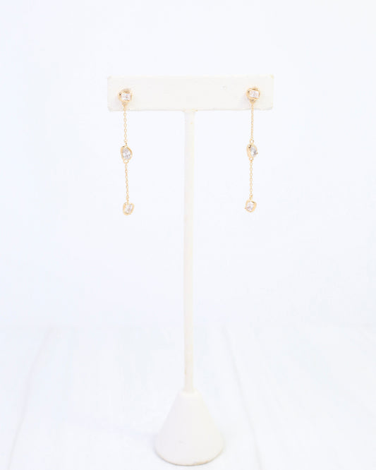Macey CZ Dangle Earring WR Gold