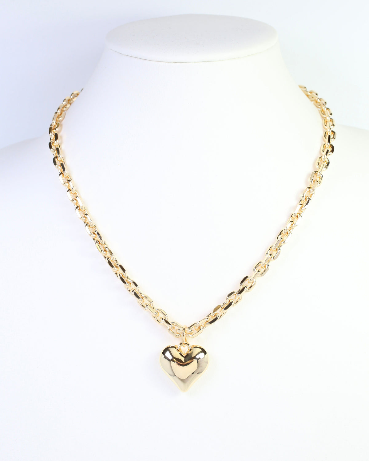 Peyton Small Puffy Heart Necklace WR Gold