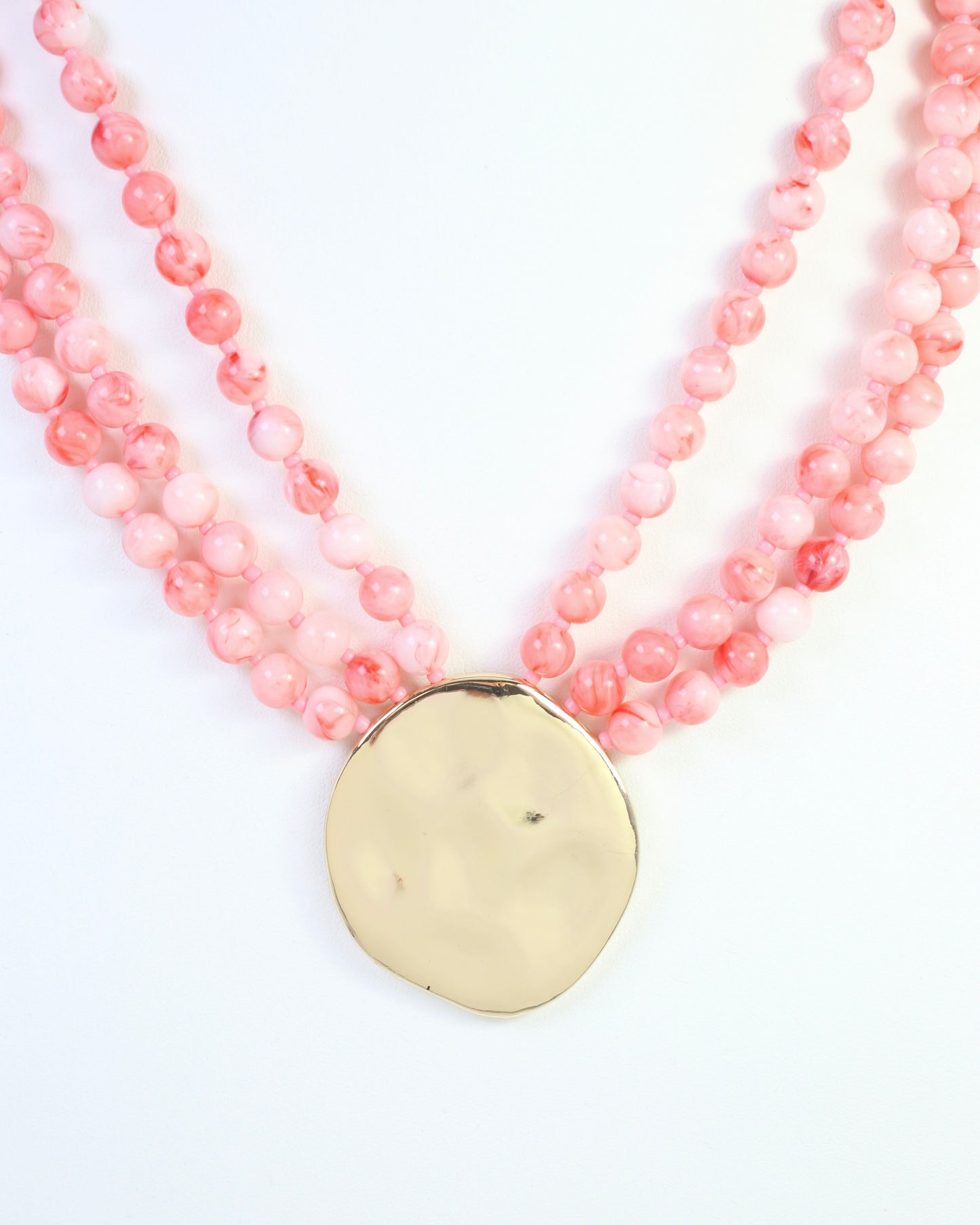 Kori Beaded Layered Necklace with Pendant Pink