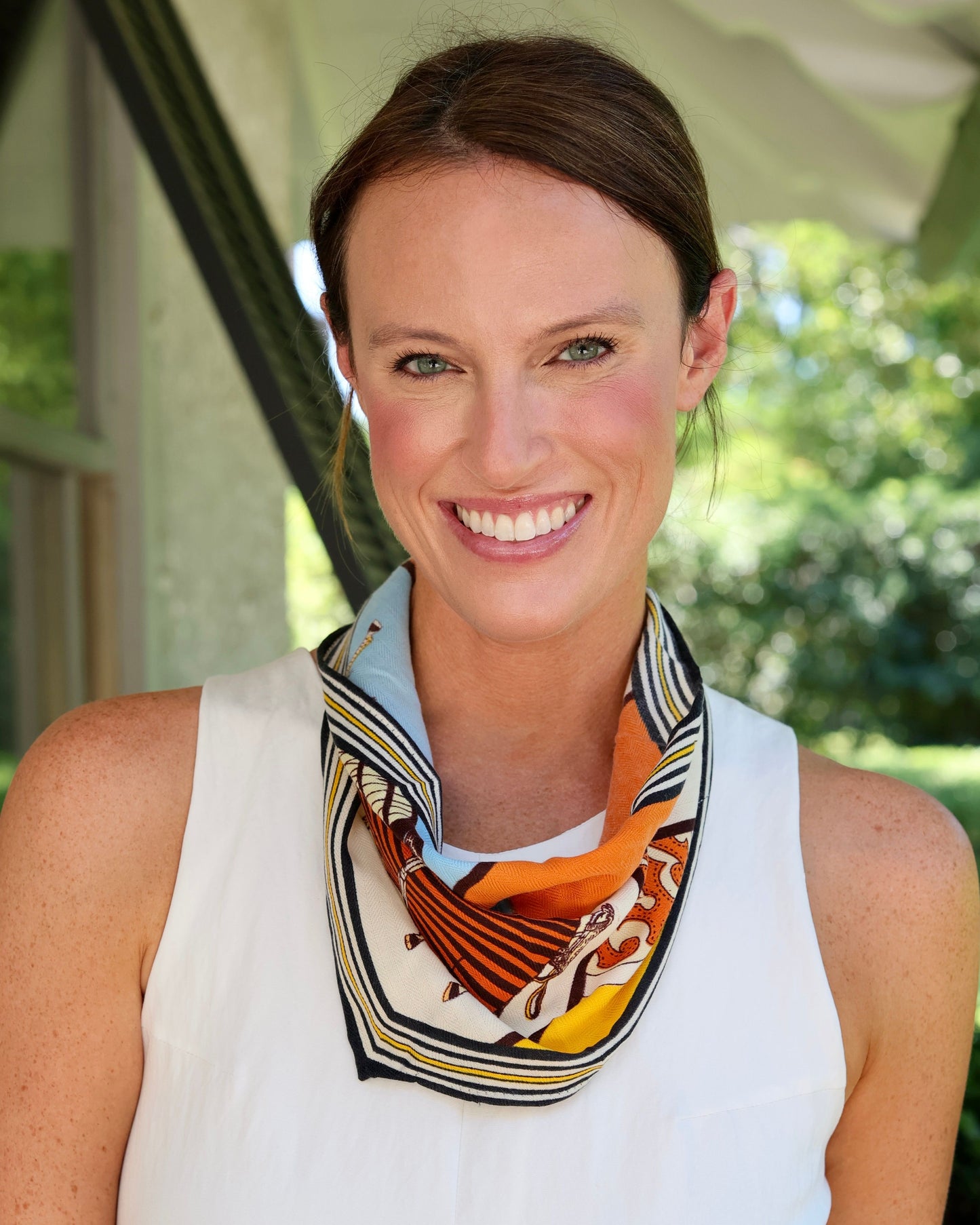 Harris Horse Print Scarf Orange