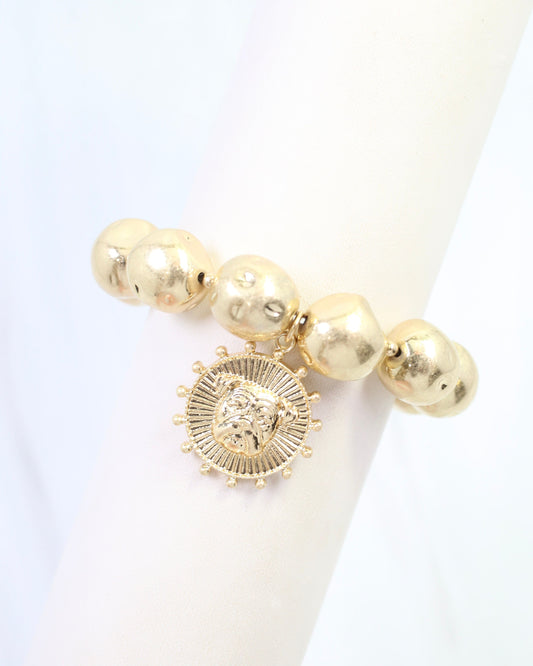 Carmen Coin Stretch Bracelet Dog Worn Gold