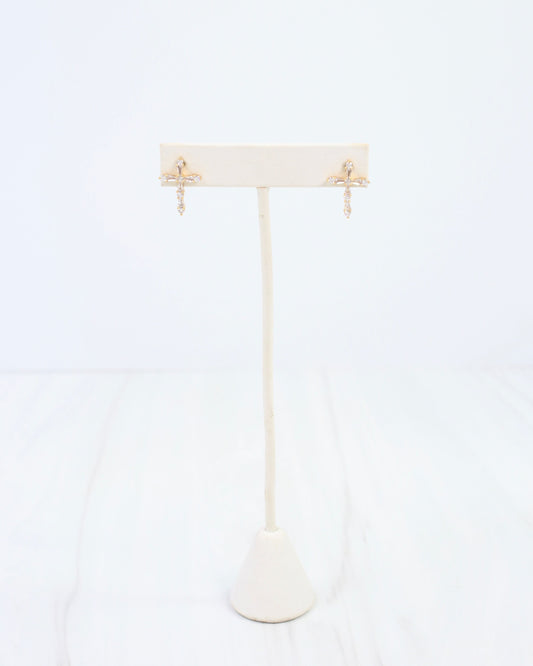 Vicksburg CZ Cross Earring Gold