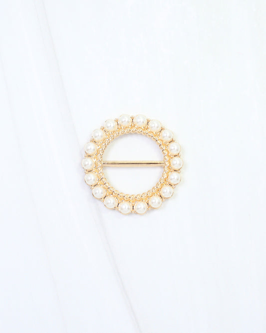 Rubi Pearl Lined Circle Scarf Slide Gold