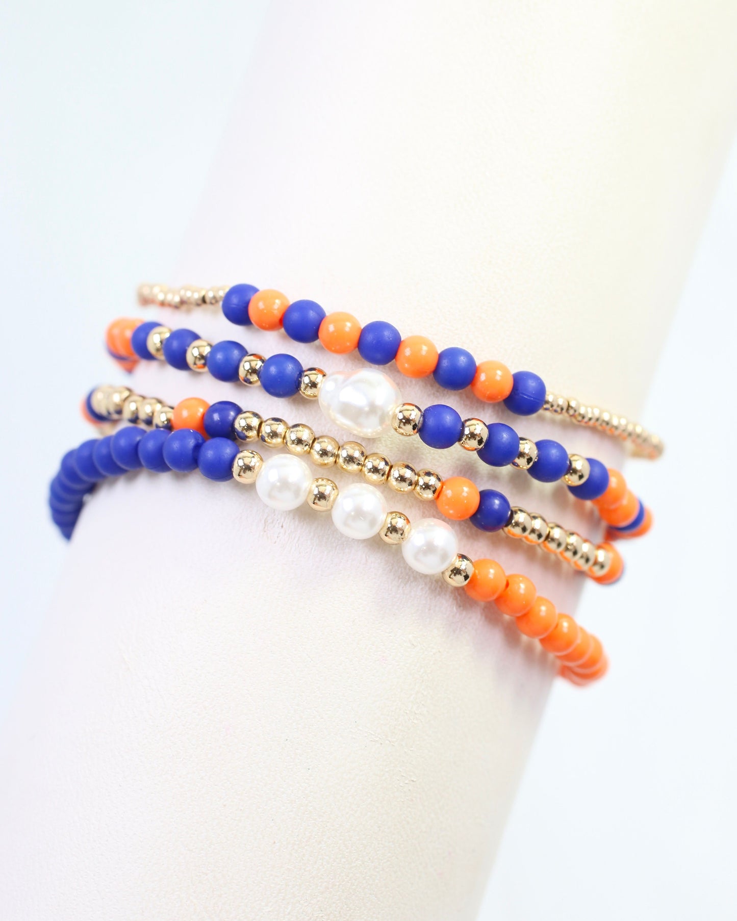 Josie Beaded Bracelet Set Navy Orange
