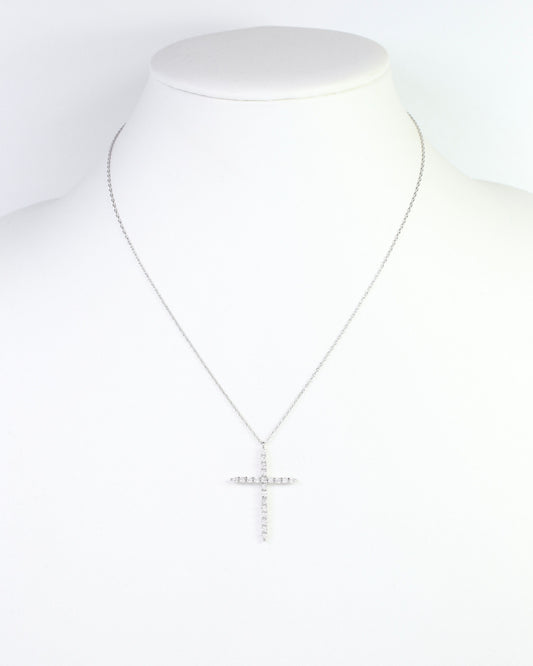 Yazoo CZ Cross Necklace Silver