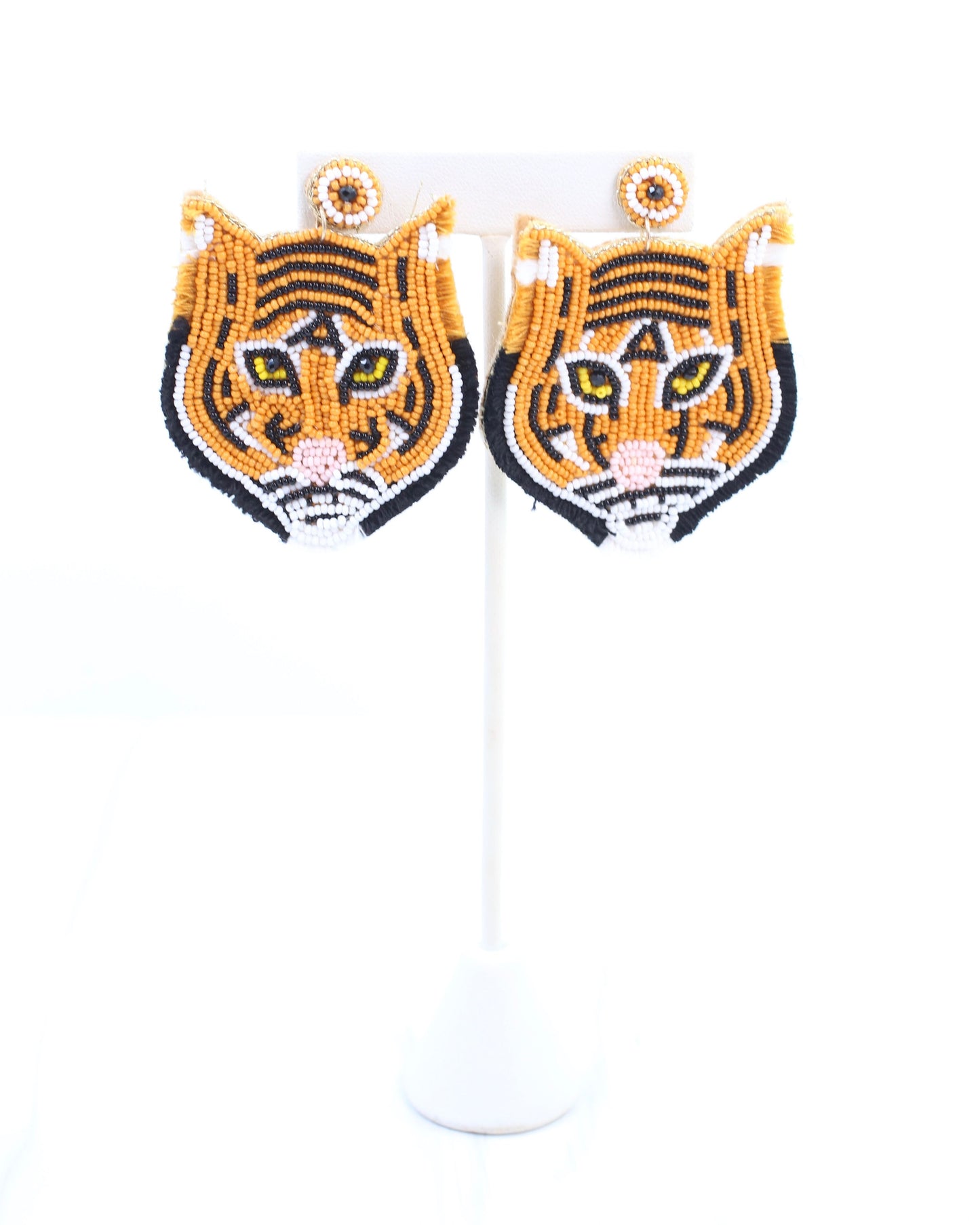 Tiger King Beaded Earring Tan
