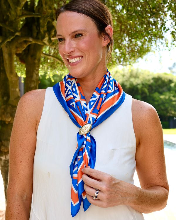 Barrett Tile Scarf Medium Blue Orange