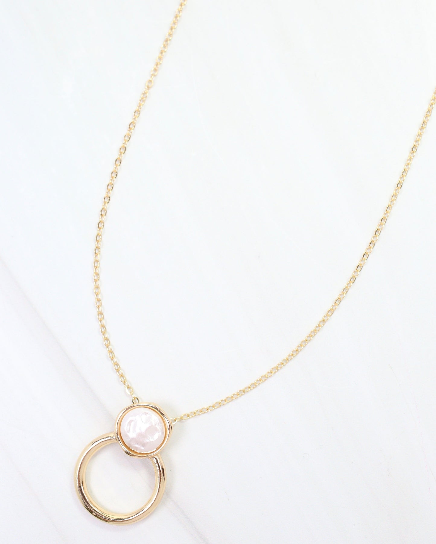 Goldfield Pearl Ring Pendant Necklace Gold