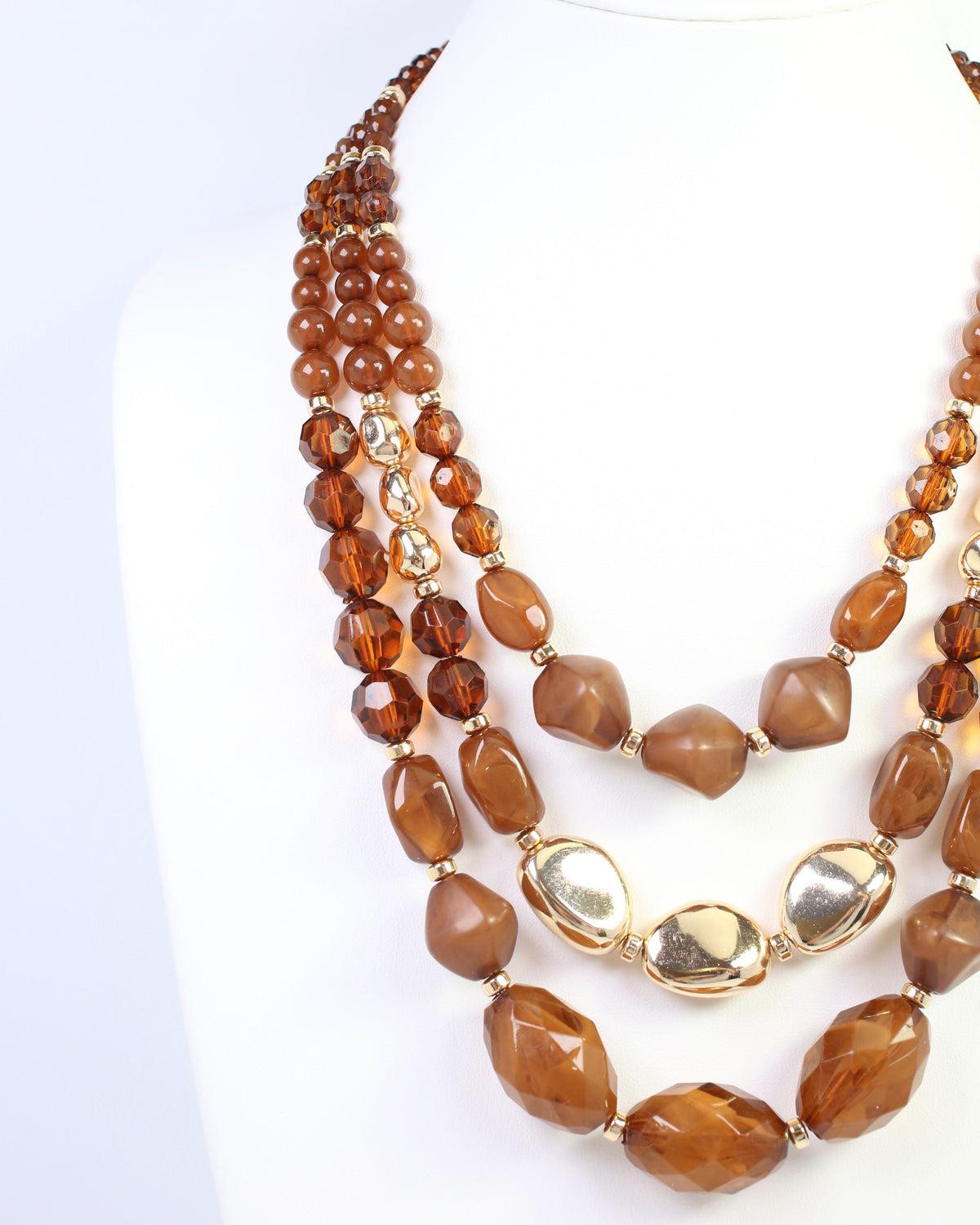 Adalee Beaded Necklace Brown