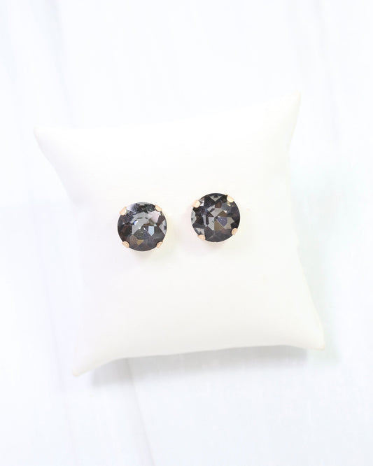 Andi Large Rhinestone Stud Earring Black Diamond