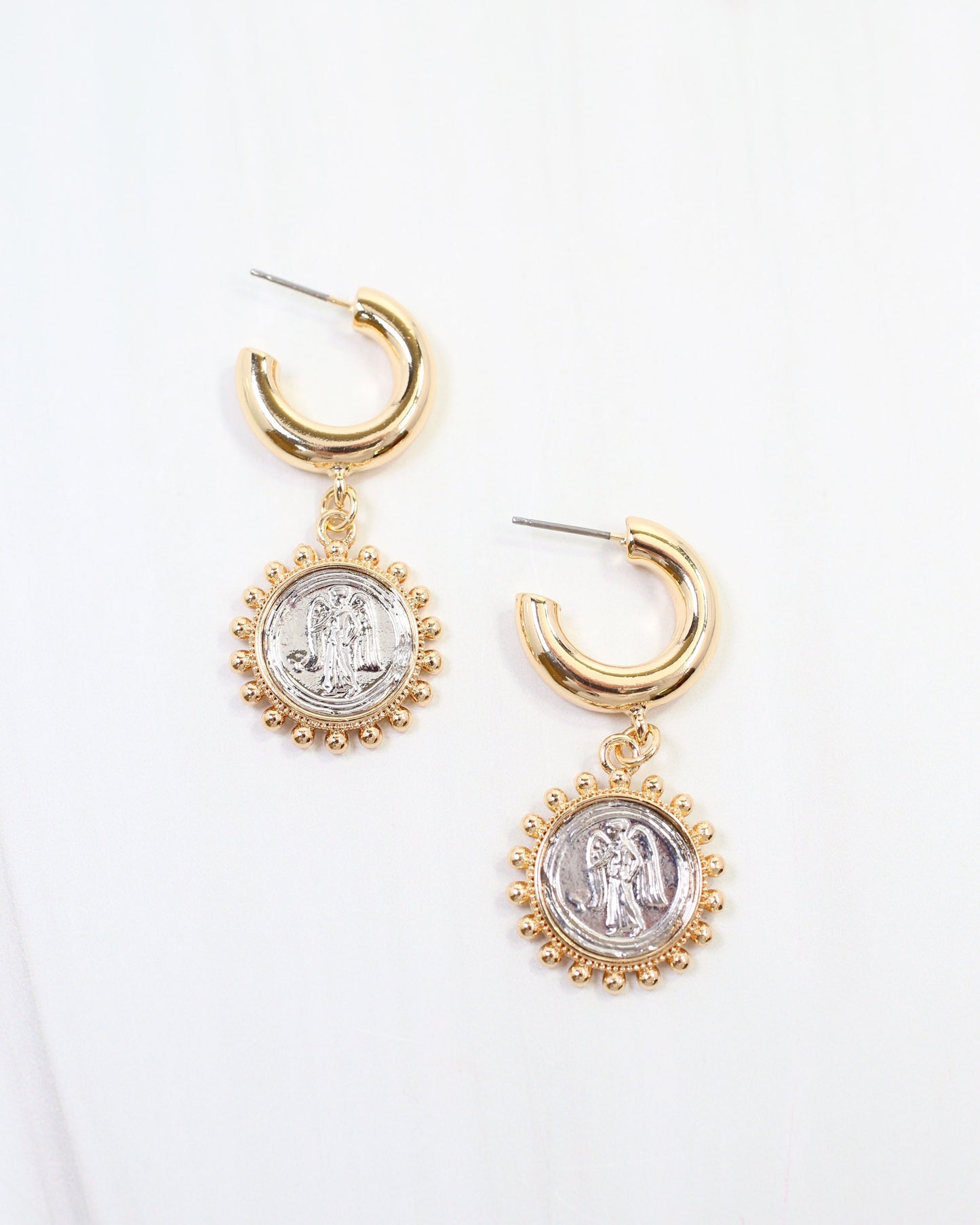Kirksville Coin Dangle Hoop Earring Gold