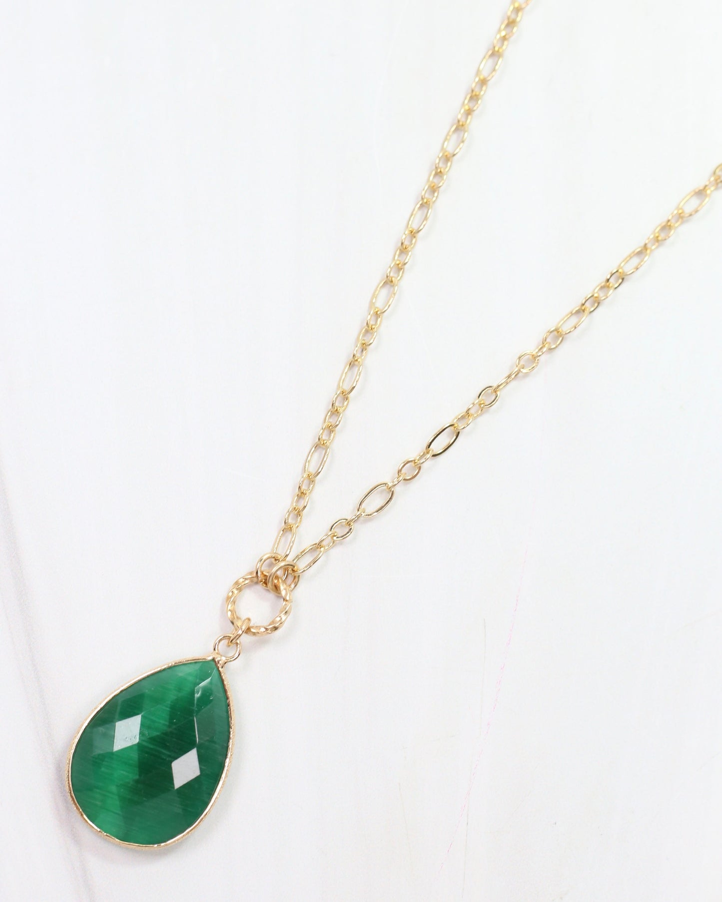 Tina Teardrop Pendant Necklace Green