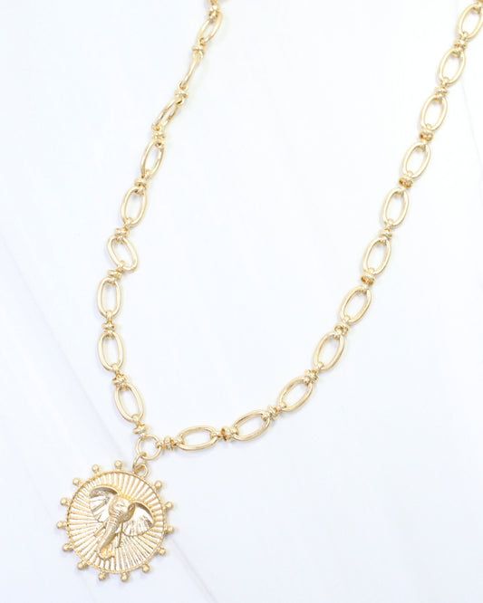 Carmen Coin Necklace Elephant Worn Gold