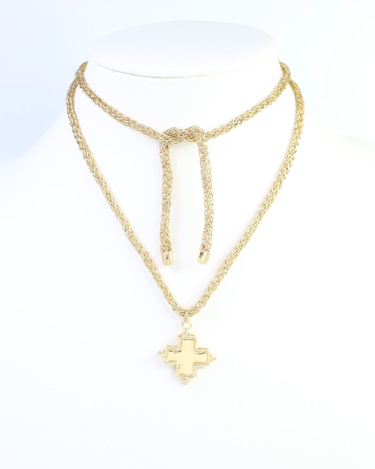 Cameron Cord Necklace Cross Gold