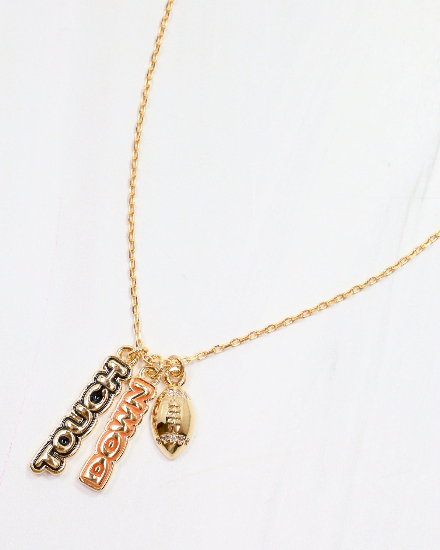 Enamel Touch Down Necklace Navy Orange