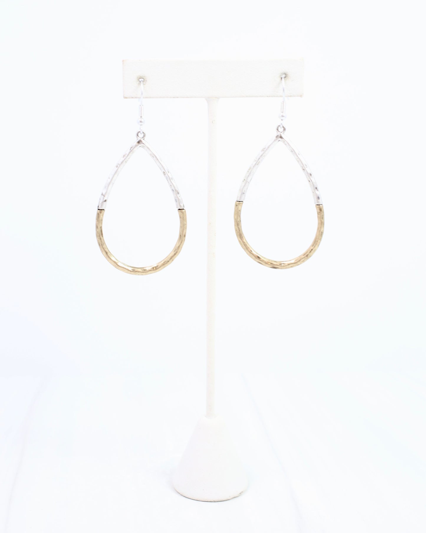 Sun Prairie Hammered Teardrop Earring Gold Silver