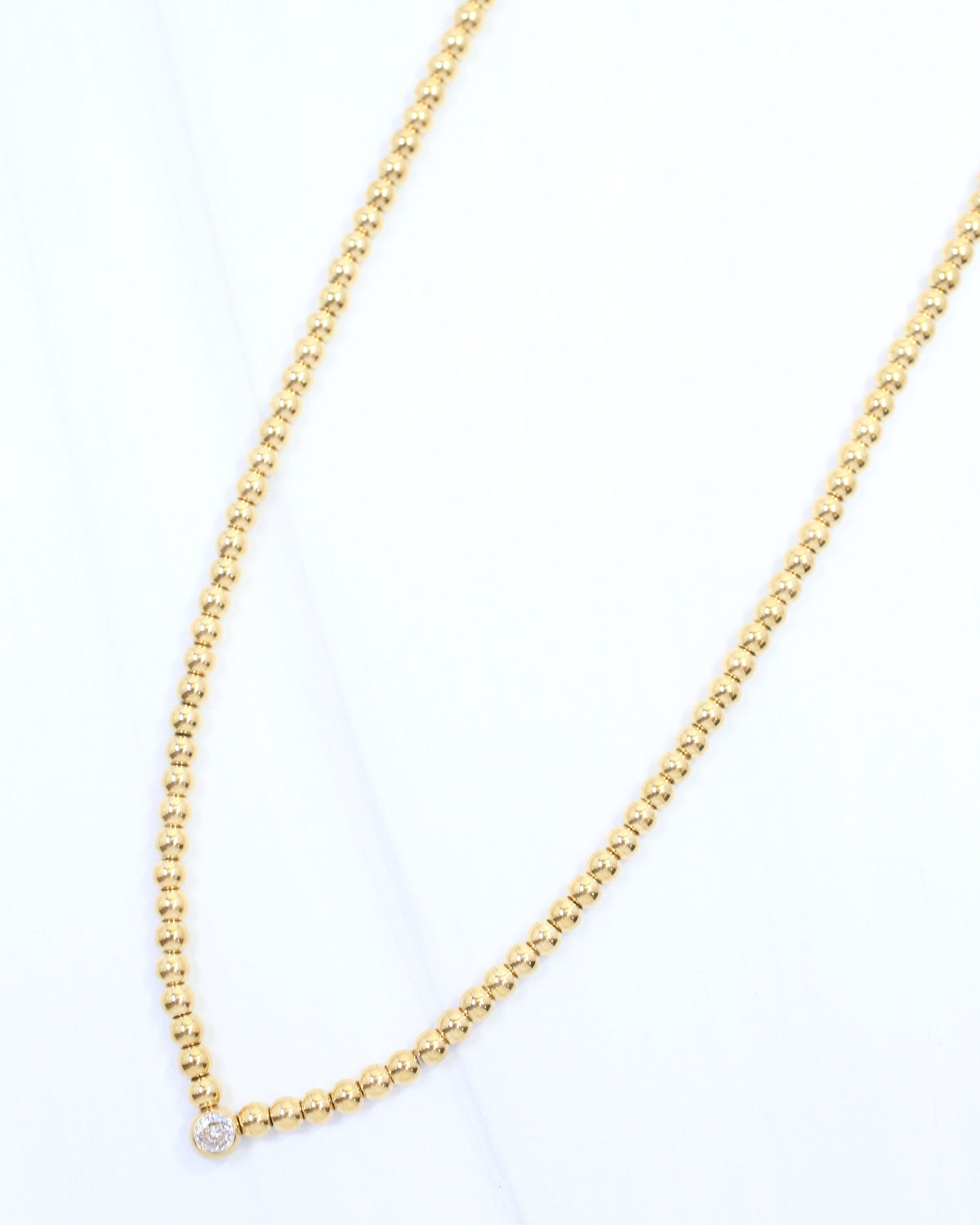 Rumi CZ Ball Necklace WP Gold