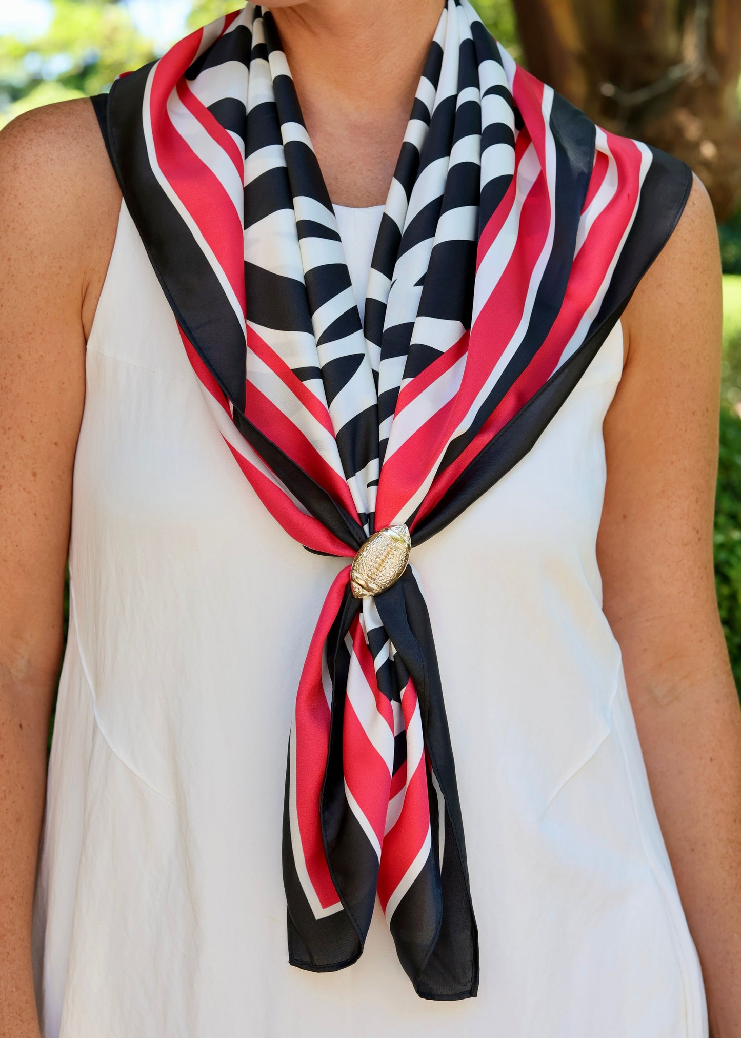 Harper Striped Scarf Large Red Black