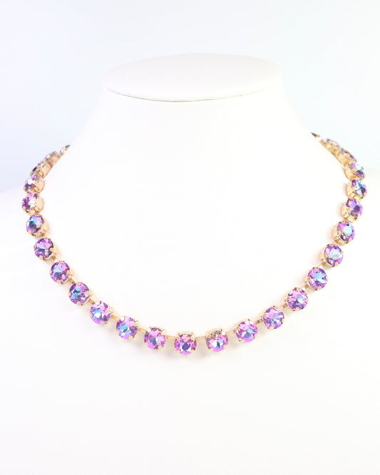 Andi Rhinestone Necklace Purple AB