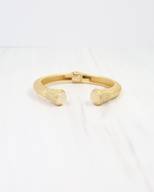 Colette Hammered Hinged Cuff Bracelet Opal