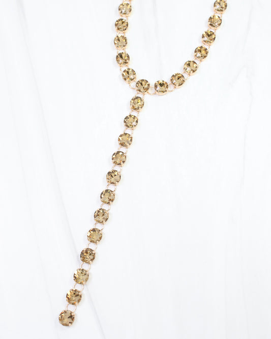 Andrea Rhinestone Y Necklace Topaz
