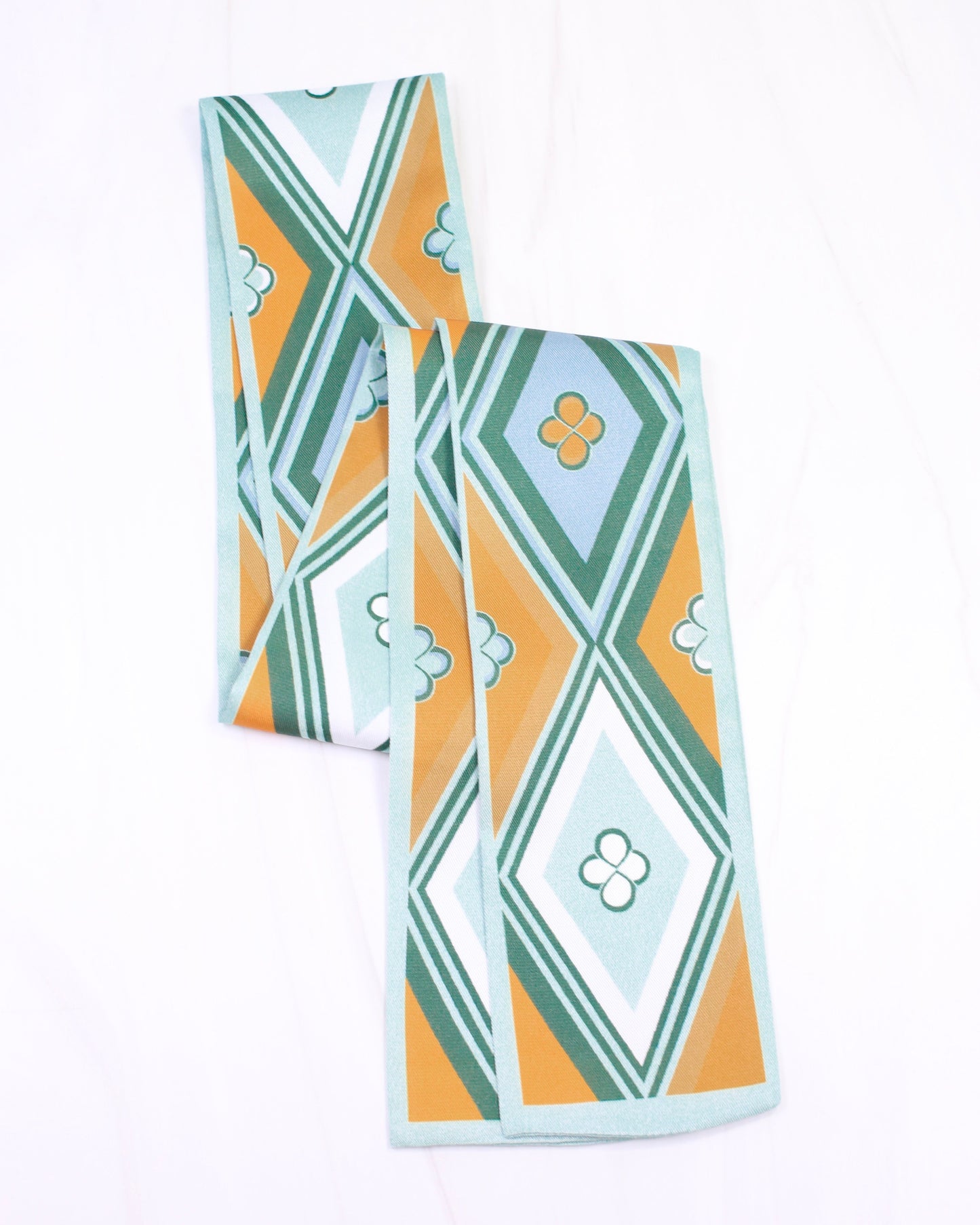 Diamond and Clover Print Scarf Green