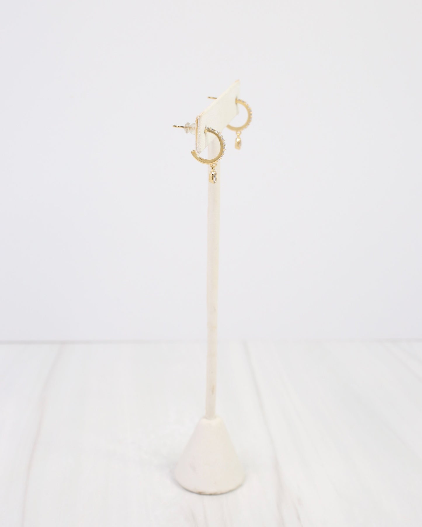 Miles City CZ Drop Hoop Earring WR Gold