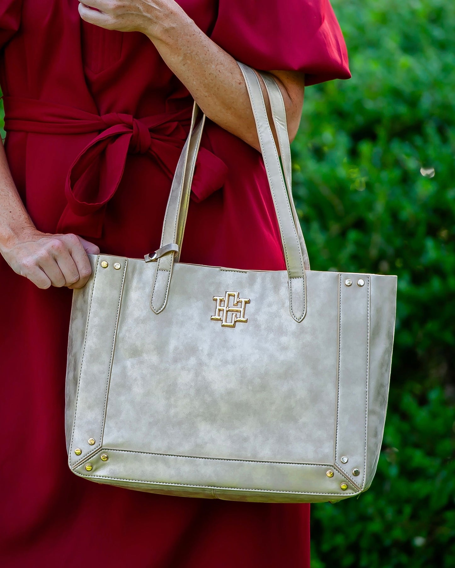Sophie Studded Tote Gold Shimmer