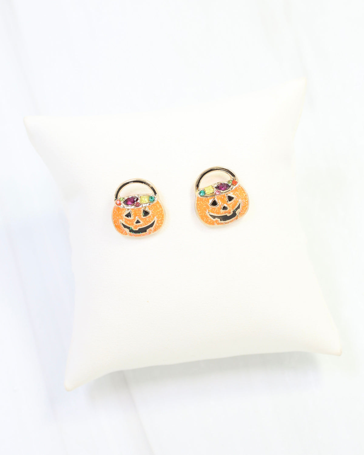 Just Treats Jack O Lantern Stud Earring Orange