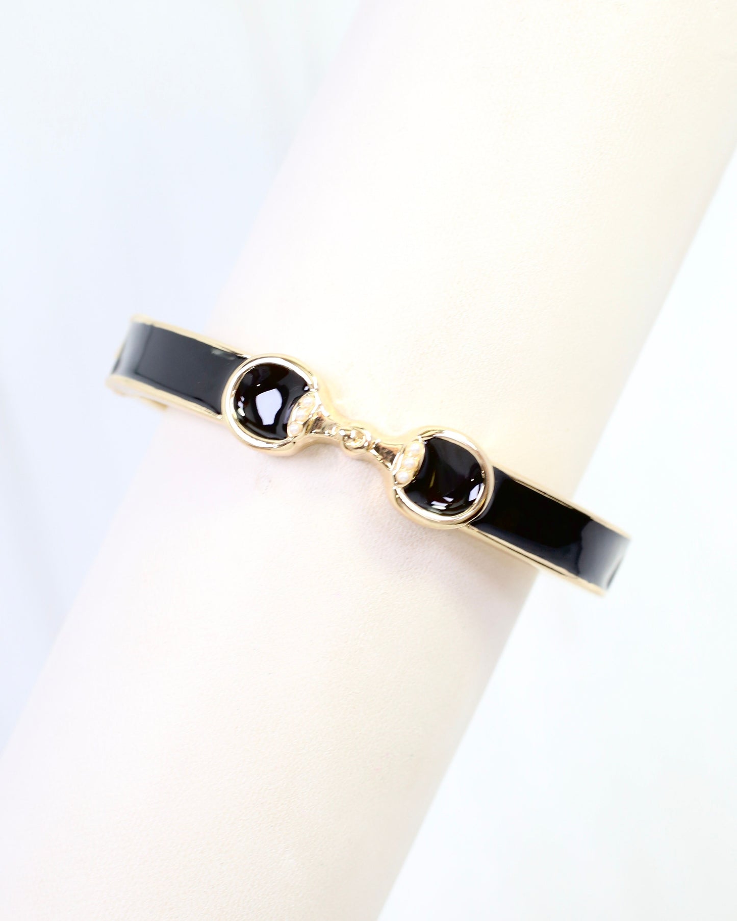 Kaylen Horsebit Hinged Bracelet Black