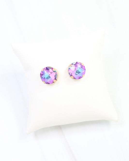 Andi Large Rhinestone Stud Earring Purple AB