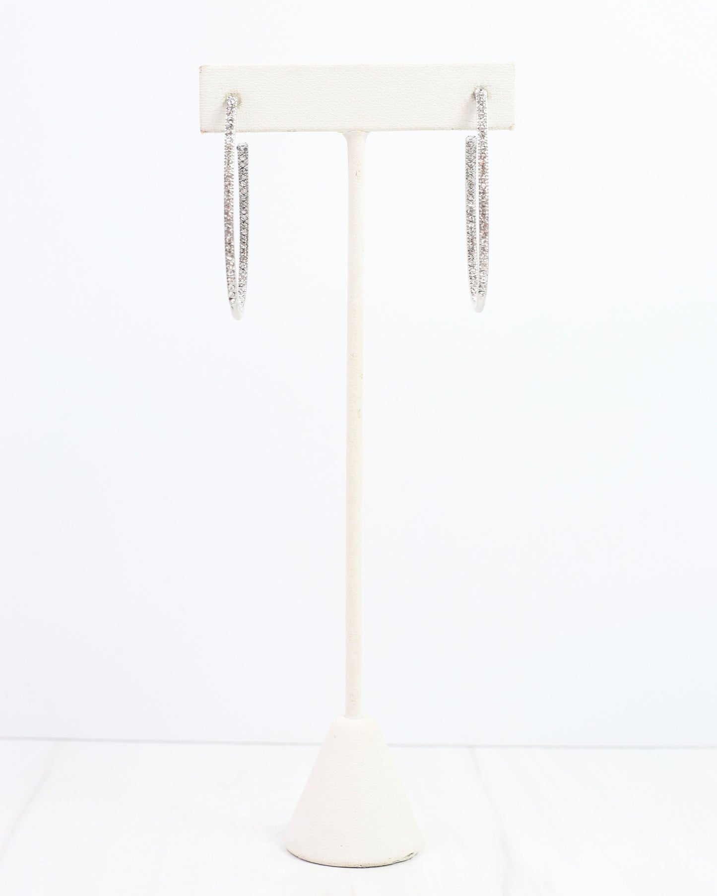 Bethie Crystal Oval Hoop Silver