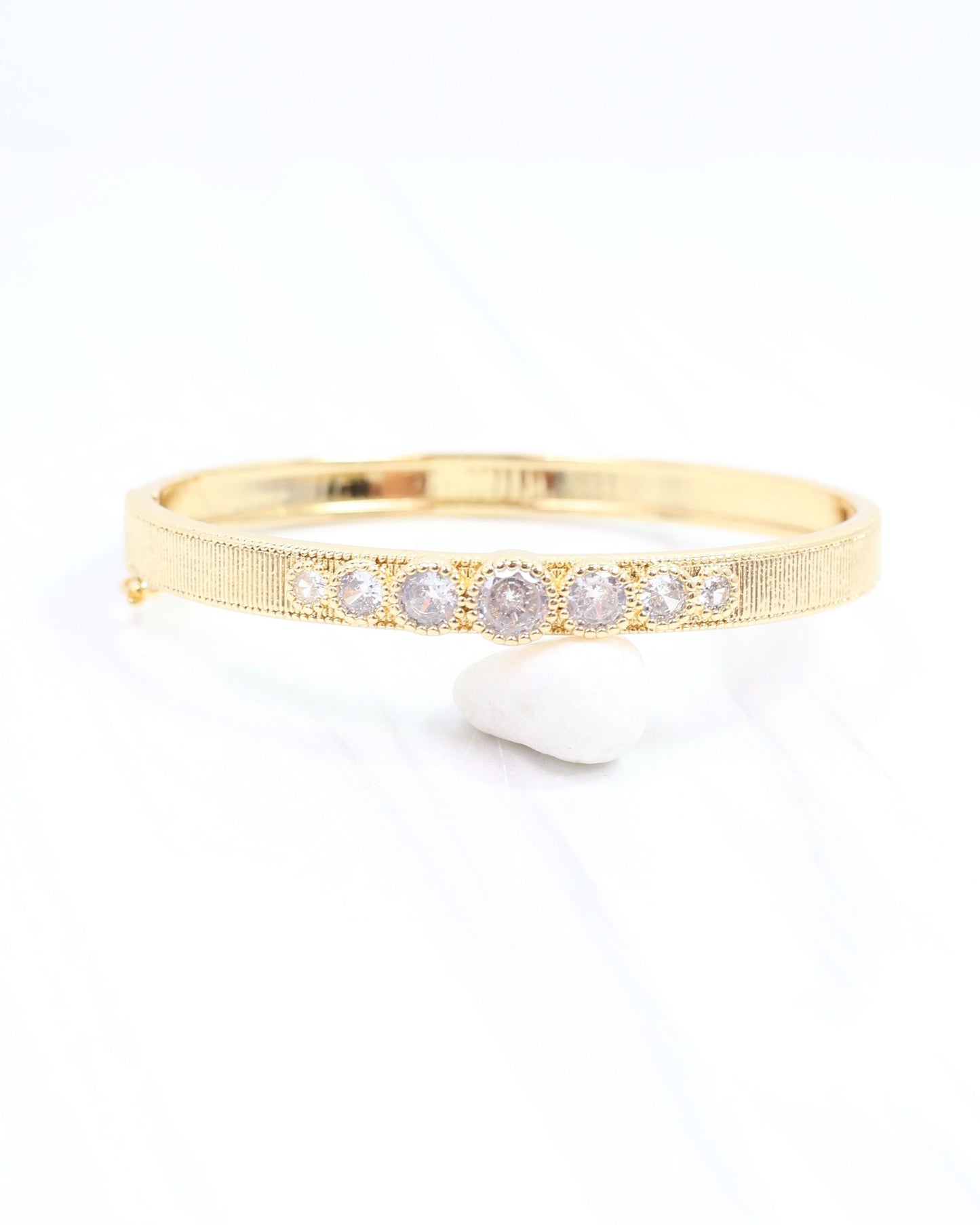 Toni Textured CZ Cuff Bracelet Gold