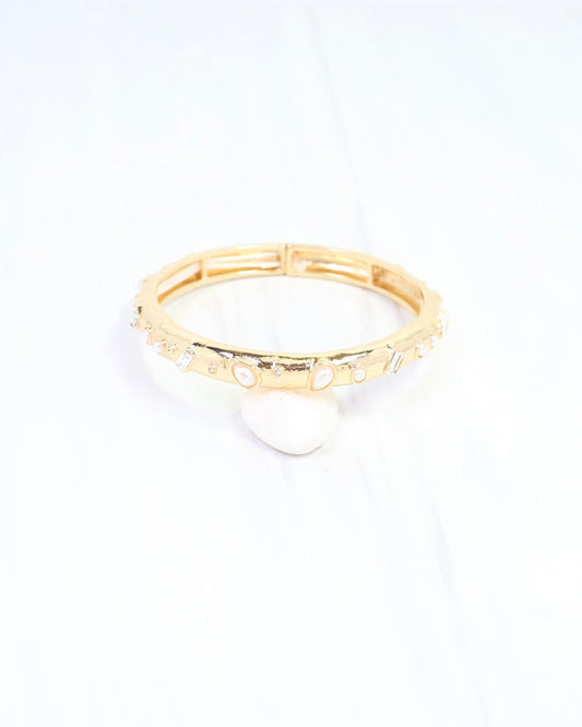 Kinsey Pearl and CZ Stretch Bracelet Gold