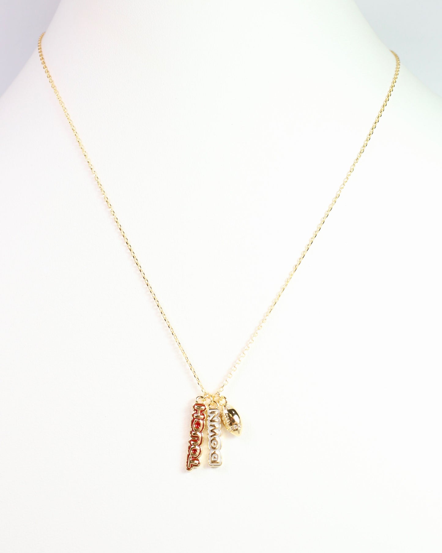Enamel Touch Down Necklace Red White