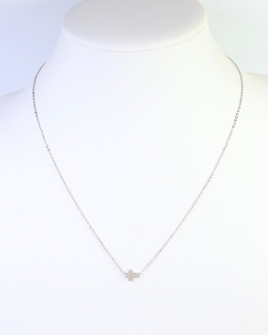 Bronx Cross Necklace WP Silver