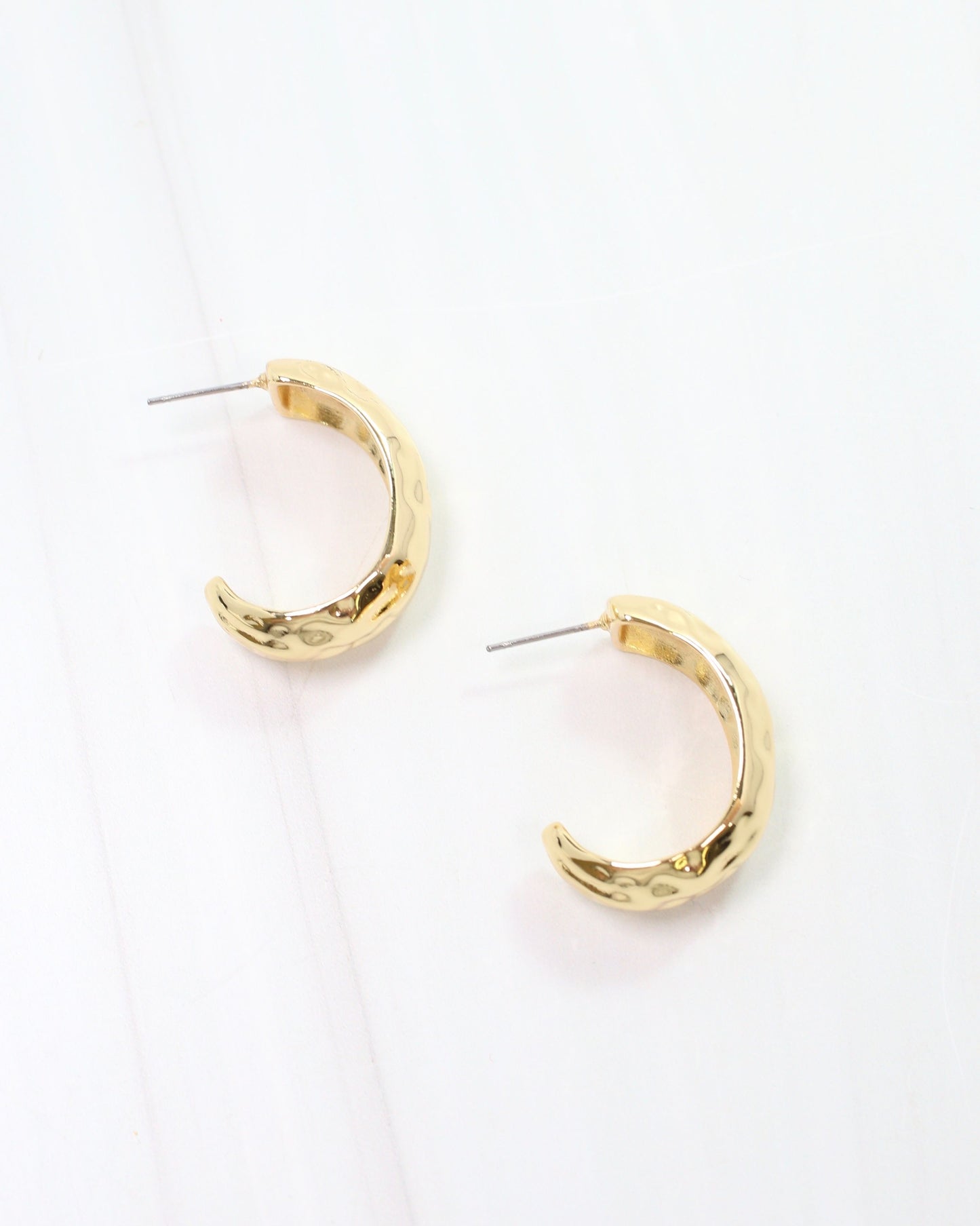 Jessica Hammered Hoop Gold