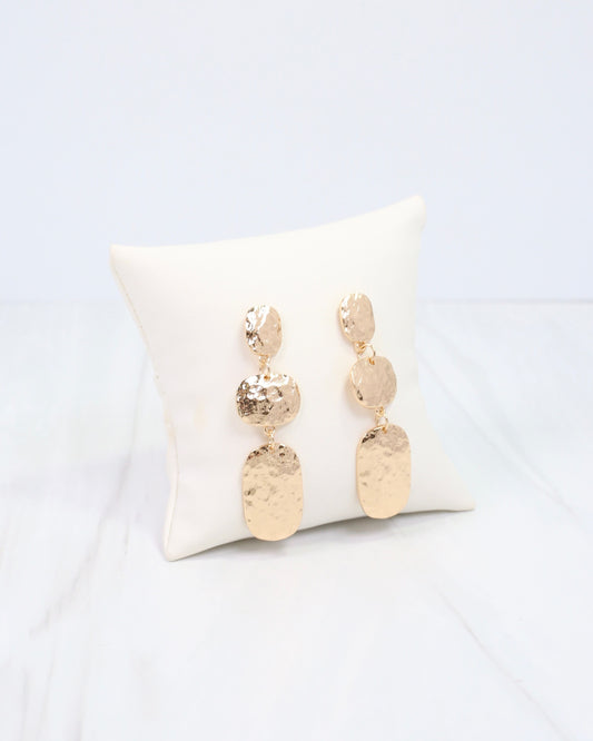 Oregon Hammered Dangle Earring WR Gold