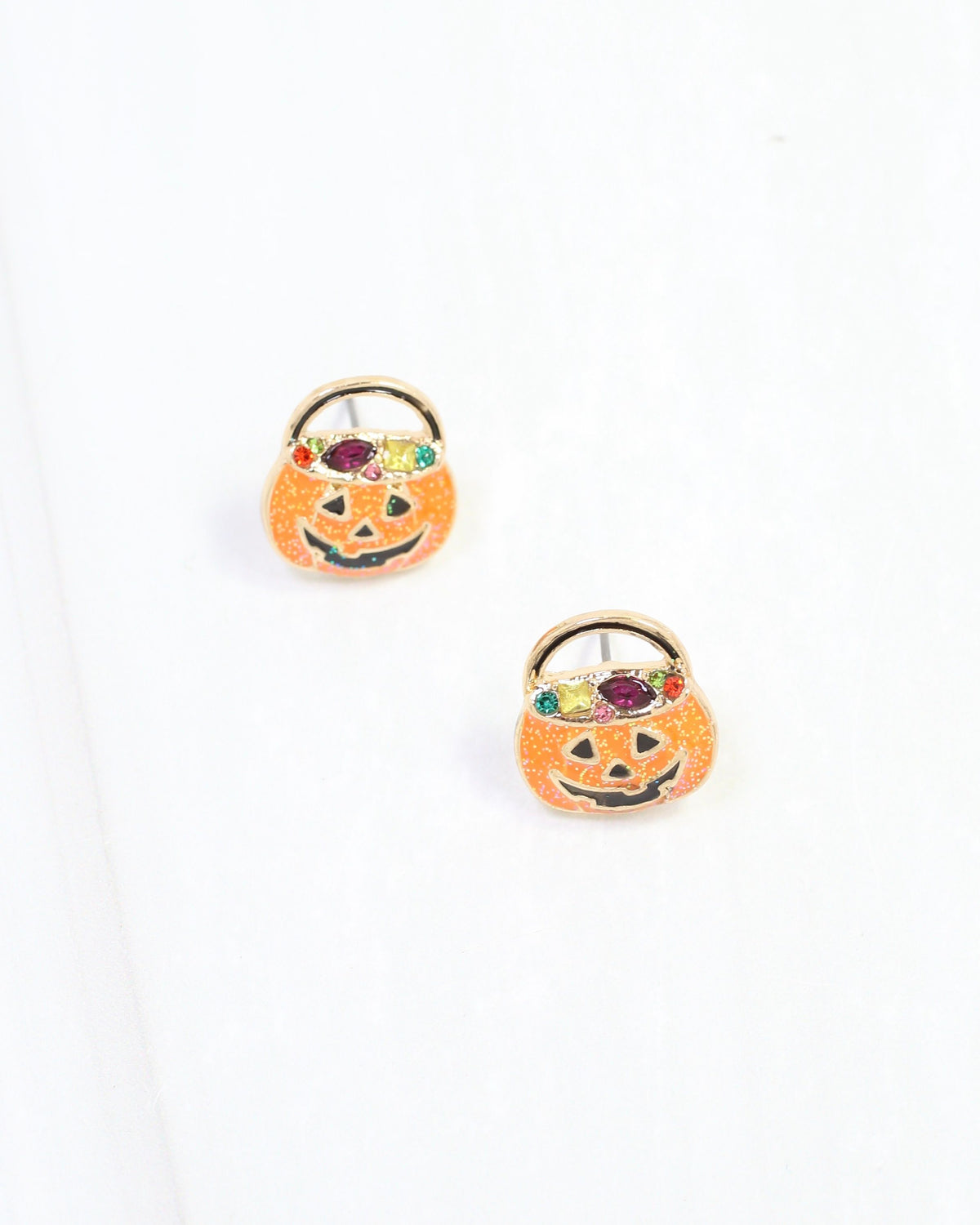 Just Treats Jack O Lantern Stud Earring Orange